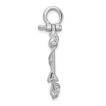 De-Ani Sterling Silver Rhodium-Plated Polished 3D Anchor with Rope Pendant — alternate view