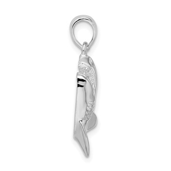 De-Ani Sterling Silver Rhodium-Plated Polished Jumping Shark Pendant — alternate view