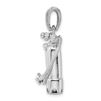 De-Ani Sterling Silver Rhodium-Plated Polished 3D Scuba Tanks with Hose Pendant — alternate view