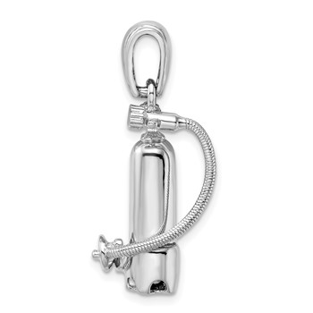 De-Ani Sterling Silver Rhodium-Plated 3D Single Scuba Tank with Hose Pendant — alternate view