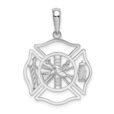4 Silver Fire Department Charms, Silver Tone Charms (R-22