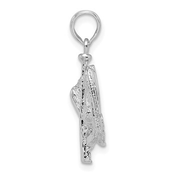 De-Ani Sterling Silver Rhodium-Plated Polished 3D Baseball / Bat / Glove Pendant — alternate view