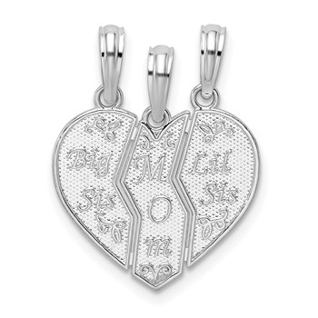 De-Ani Sterling Silver Rhodium-Plated Big Sis / Mom / Lil Sis Break Apart Pendant