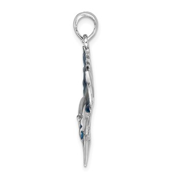 De-Ani Sterling Silver Rhodium-Plated Polished Enameled Sailfish Pendant — alternate view