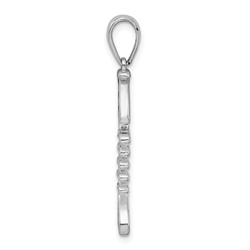 De-Ani Sterling Silver Rhodium-Plated Polished 3D Enameled Fishbone Pendant — alternate view