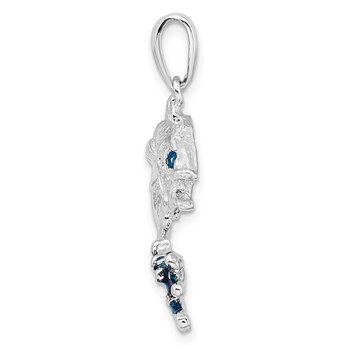 De-Ani Sterling Silver Rhodium-Plated Enameled Jumping Bass Fish Pendant — alternate view