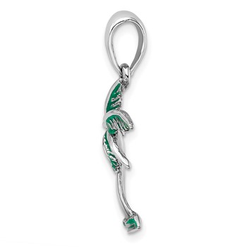 De-Ani Sterling Silver Rhodium-Plated Polished Enameled Palm Tree Pendant — alternate view