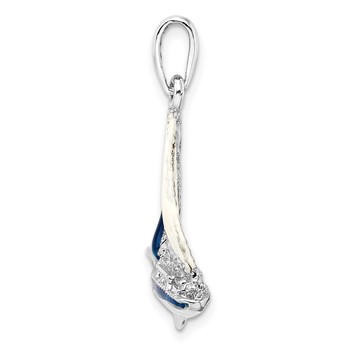De-Ani Sterling Silver Rhodium-Plated Polished 3D Enameled Sailboat Pendant — alternate view