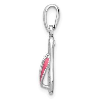 De-Ani Sterling Silver Rhodium-Plated Enameled Pink Flip-flop Pendant — alternate view