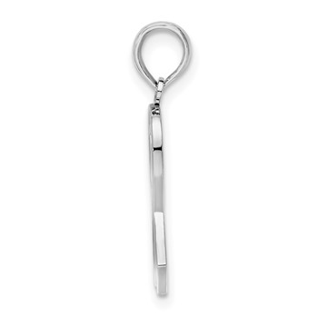 De-Ani Sterling Silver Rhodium-Plated Polished Enameled Pink Ribbon Pendant — alternate view