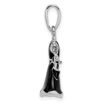 De-Ani Sterling Silver Rhodium-Plated 3D Enameled Black Dress and Shoe Pendant — alternate view