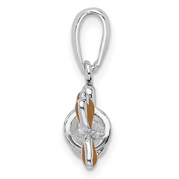 De-Ani Sterling Silver Rhodium-Plated Polished 3D Enameled Golf Bag Pendant — alternate view
