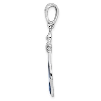 De-Ani Sterling Silver Rhodium-Plated Polished Enameled Anchor Pendant — alternate view