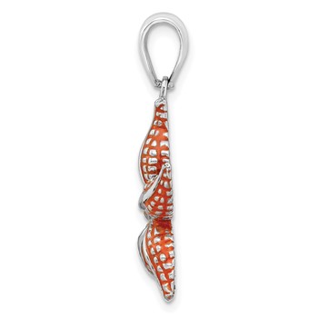 De-Ani Sterling Silver Rhodium-Plated Enameled Orange Starfish Pendant — alternate view