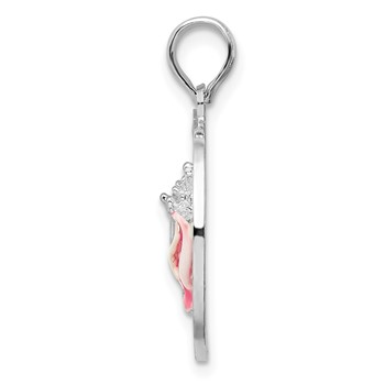 De-Ani Sterling Silver Rhodium-Plated Enameled Turks and Caicos with Shell Pendant — alternate view