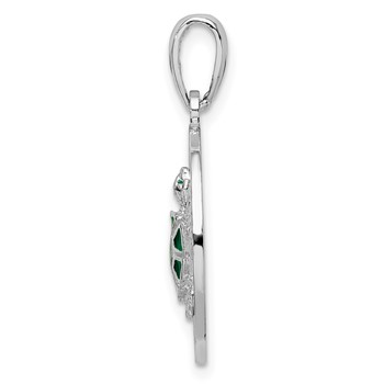 De-Ani Sterling Silver Rhodium-Plated Enameled Bahamas Circle with Turtle Pendant — alternate view