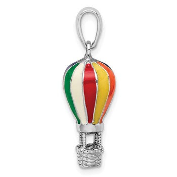 De-Ani Sterling Silver Rhodium-Plated 3D Enameled Hot Air Balloon Pendant — alternate view