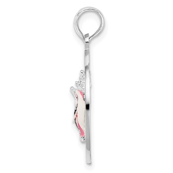 De-Ani Sterling Silver Rhodium-Plated Enameled Sanibel Circle with Shell Pendant — alternate view