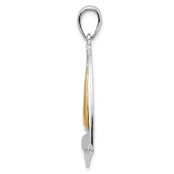 De-Ani Sterling Silver Rhodium-Plated Polished Sailboat with 14k Accent Pendant — alternate view