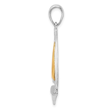 De-Ani Sterling Silver Rhodium-Plated Polished Sailboat with 14k Sail Pendant — alternate view