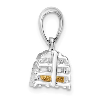 De-Ani Sterling Silver Rhodium-Plated Moveable 3D Trap with 14k Lobster Pendant — alternate view