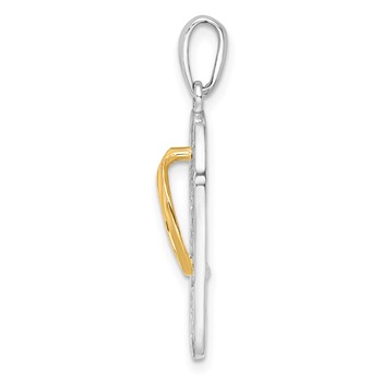 De-Ani Sterling Silver Rhodium-Plated 3D Floral Flip-flop with 14k Straps Pendant — alternate view