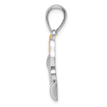 De-Ani Sterling Silver Rhodium-Plated Polished Golf Bag with 14k Clubs Pendant — alternate view