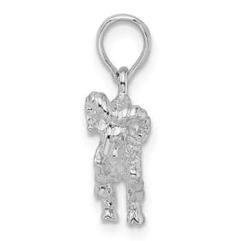 De-Ani Sterling Silver Rhodium-Plated Polished 3D Aries Zodiac Pendant — alternate view