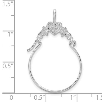 De-Ani Sterling Silver Rhodium-plated Polished Heart with Scroll Charm Holder — alternate view