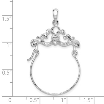 De-Ani Sterling Silver Rhodium-plated Polished Scroll Design Charm Holder — alternate view
