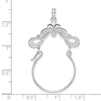 De-Ani Sterling Silver Rhodium-plated Polished Beaded Scroll Design Charm Holder — alternate view