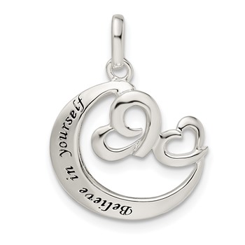 Sterling Silver Heart Believe in Yourself Pendant