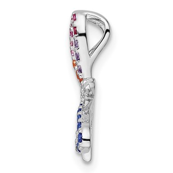 Sterling Silver Rhodium-plated Multicolor CZ Dragonfly Chain Slide — alternate view