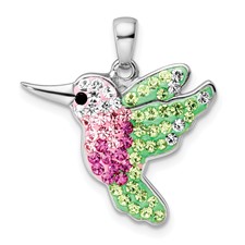 Image of Sterling Silver Rhodium-plated Preciosa Crystal Hummingbird Pendant