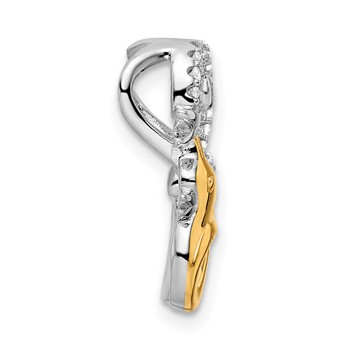 Sterling Silver Rhodium-plated CZ Gold-tone Duck Slide — alternate view