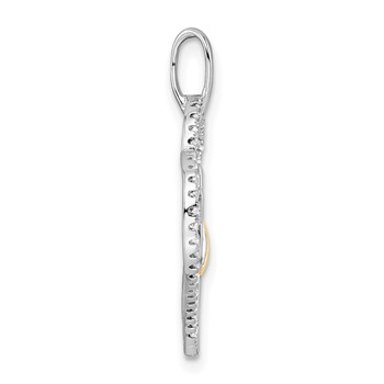 Sterling Silver Rhodium-plated Gold-tone CZ Cat in Heart Pendant — alternate view