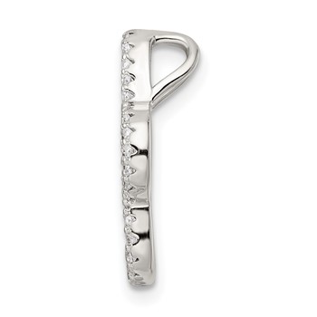 Sterling Silver Rhodium-plated Polished CZ Paw Print Chain Slide — alternate view