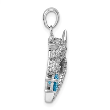 Sterling Silver Rhodium-plated Polished CZ Unicorn Pendant — alternate view
