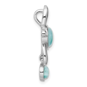 Sterling Silver Rhodium-plated Polished Larimar Turtle Chain Slide — alternate view