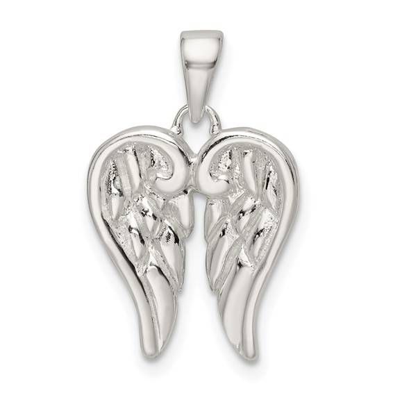 Sterling Silver Polished Angel Wings Pendant - Quality Gold