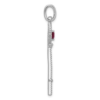 Pure Fire Sterling Silver Rhod-plated Key with Pink CZ Pendant — alternate view