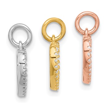 Sterling Silver Rhodium-plated Gold and Rose-tone CZ 3 Hearts Pendant — alternate view