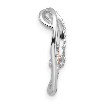 Sterling Silver Rhodium/Rose Gold-plated CZ Heart with Footprint Pendant — alternate view