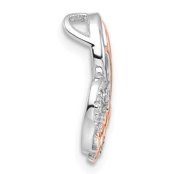 Sterling Silver Rose Gold-plated/Rhodium-plated CZ Mom Heart Chain Slide — alternate view