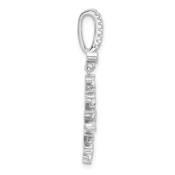 Sterling Silver Rhodium-plated CZ Snowflake Pendant — alternate view