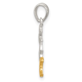 Sterling Silver E-Coat and Gold-tone Star and Moon Pendant — alternate view