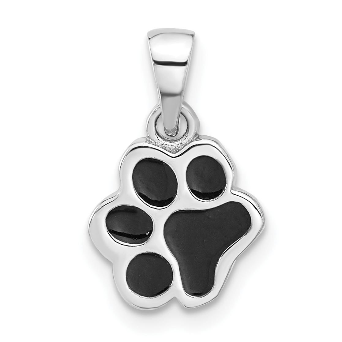 Jewelili Sterling Silver With Natural White Diamonds Dog Paw Pendant N