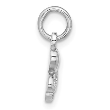 Sterling Silver Rhodium-plated CZ 3 Heart Charm Pendant — alternate view