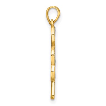 Sterling Silver Polished Gold-tone Glitter Paper Clover Pendant — alternate view