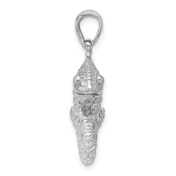 Sterling Silver Rhodium-plated Polished and Textured 3D Chameleon Pendant — alternate view